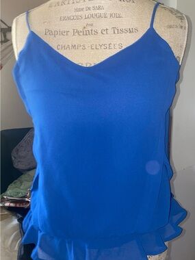 Royal Blue Spaghetti Strap Ruffle Hem Camisole
